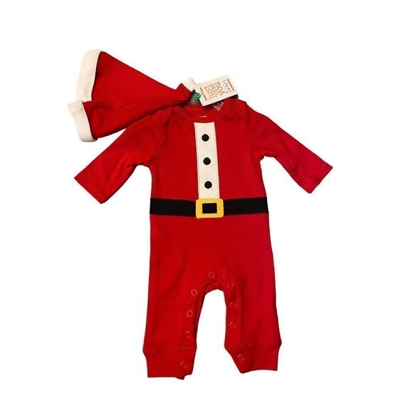 NEWBORN INFANT BABY 2 pc Santa Coverall Hat Set Just One You Carter's Christmas - Picture 4 of 8